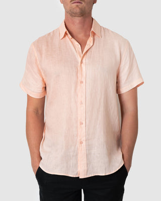 DESTii Peach Short Sleeve Linen Shirt