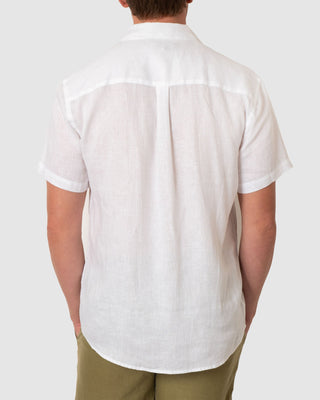 DESTii White Short Sleeve Linen Shirt