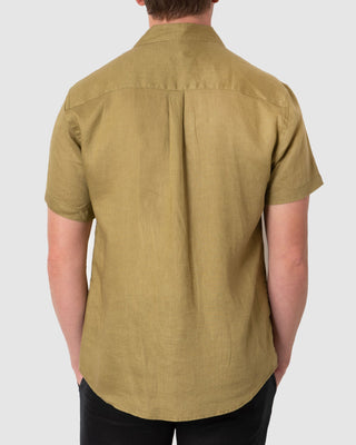 DESTii Olive Short Sleeve Linen Shirt